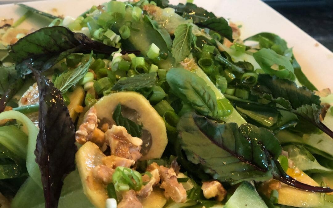 Cucumber and Fejoa Salad with Caramelised Walnuts